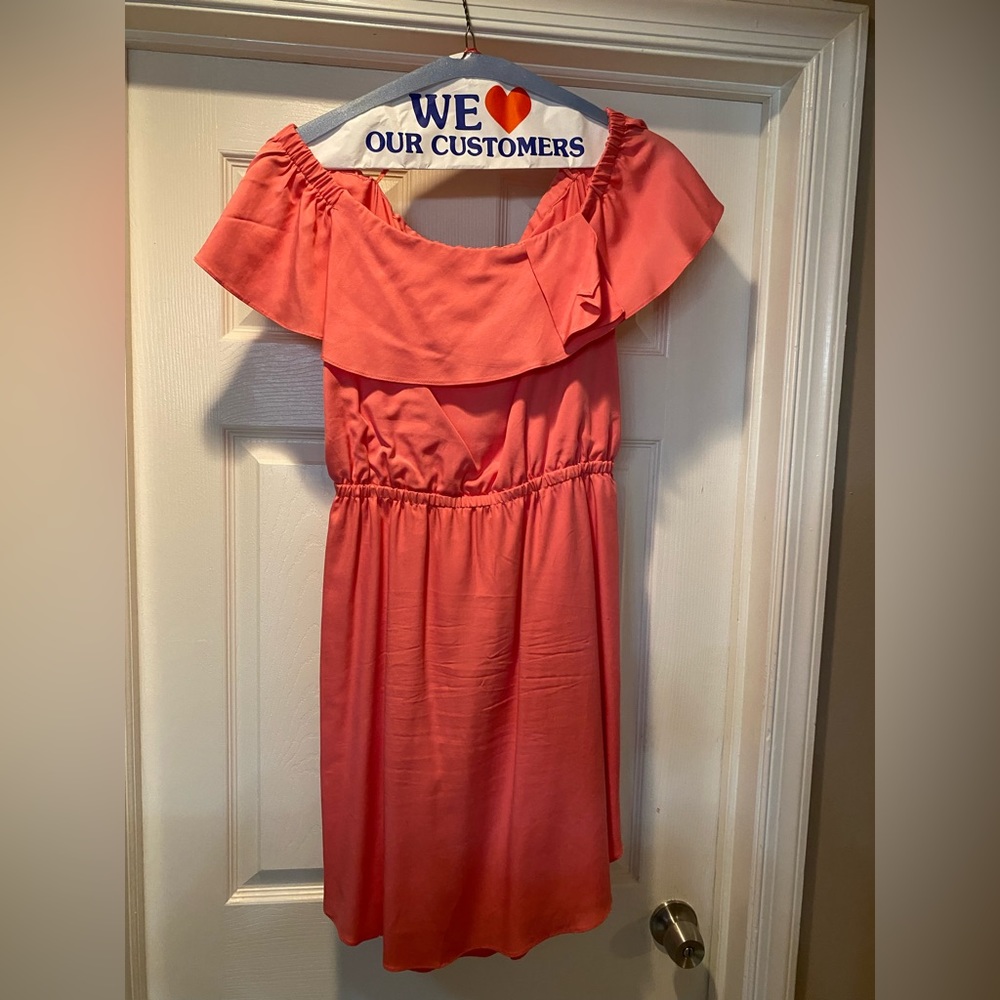 Halston pink mini summer ruffle dress size medium